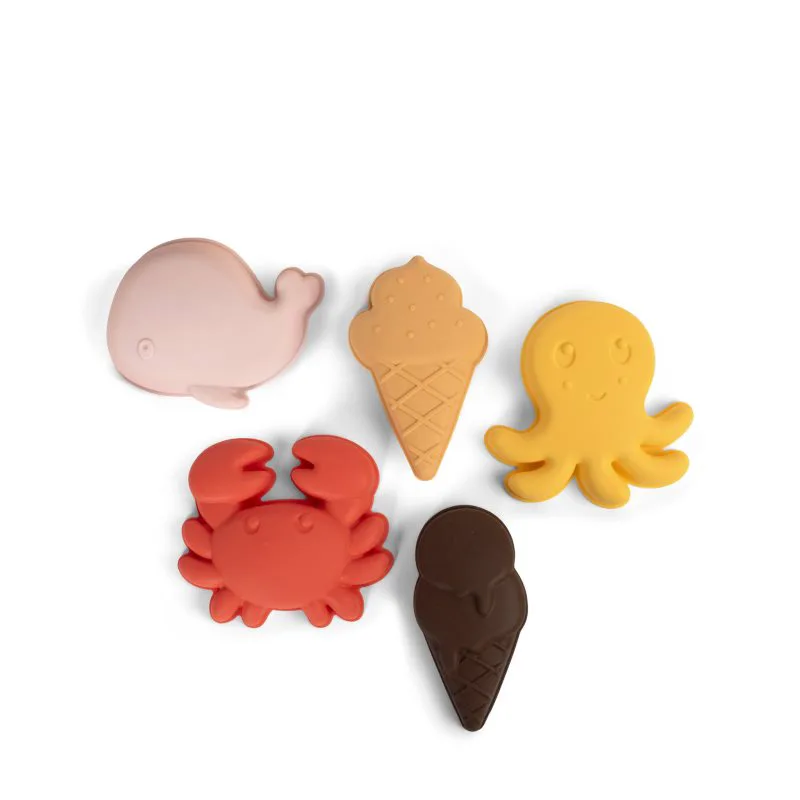 FILIBABBA Silicone Sand Toys Peach Mix παιχνίδι νερού 5 τμχ