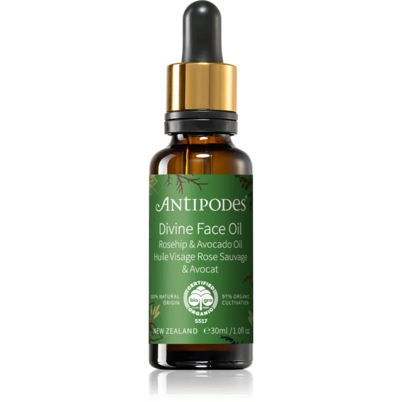 Antipodes Divine Face Oil Rosehip & Avocado Oil προστατευτικός ορός ενάντια στα πρώτα σημάδια γήρανσης της επιδερμίδας 30 μλ