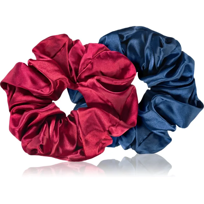 BrushArt Hair Large satin scrunchie set λαστιχάκια για τα μαλλιά Red & Blue