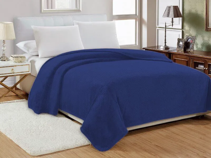 Κουβέρτα Υπέρδιπλη Βελουτέ Popcorn Jacquard Flannel Γαρύφαλλο 220x240 - Μπλε Σκούρο, 200x240