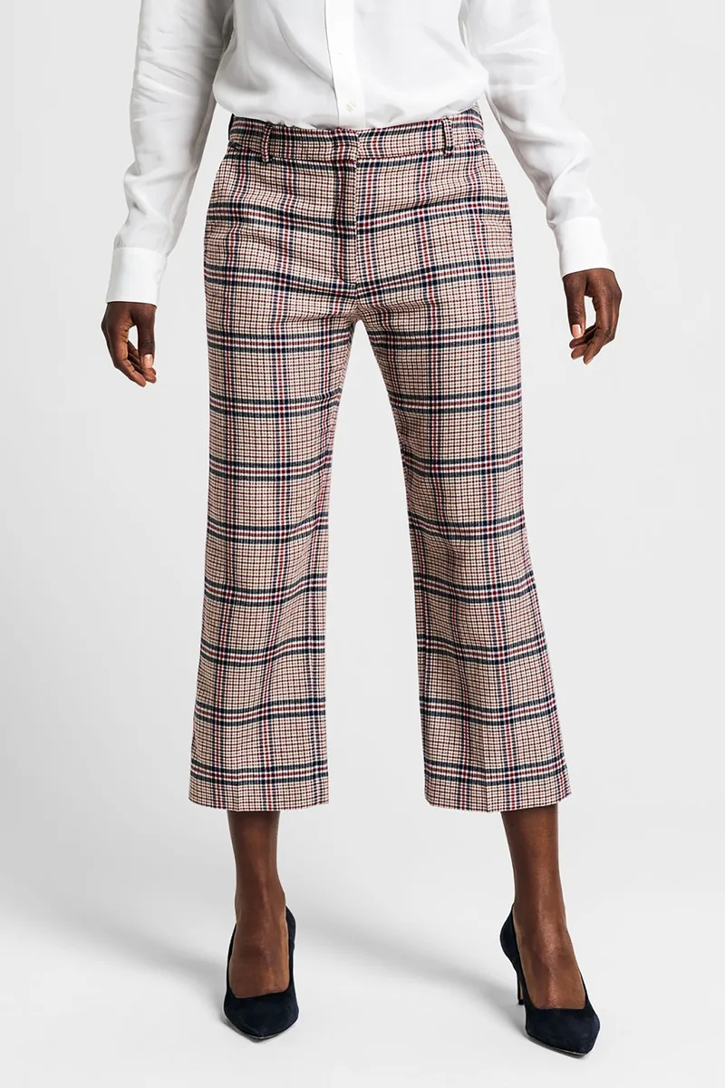 Gant γυναικείο παντελόνι cropped καρό μάλλινο - 4150114 Μπεζ