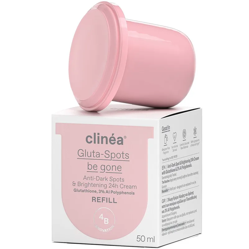 Clinea Gluta-Spots Be Gone Anti-Dark Spots & Brightening 24h Refill Cream 24ωρη Κρέμα Προσώπου για Λάμψη & Δράση Κατά των Σκούρων Κηλίδων & της Υπερμελάγχρωσης 50ml