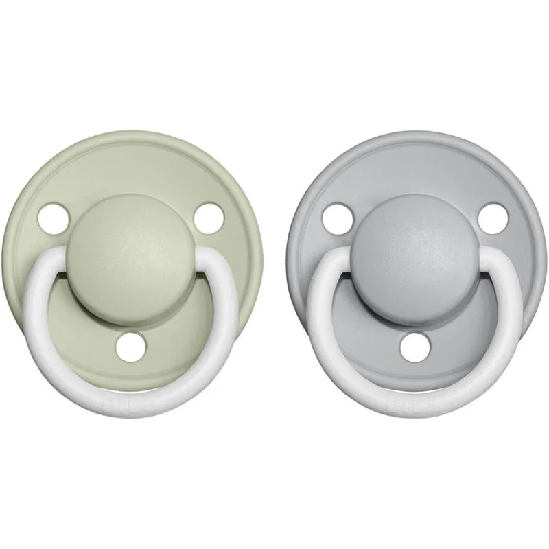 BIBS De Lux Natural Rubber Night Size 2: 6+ months πιπίλα Sage / Cloud 2 τμχ