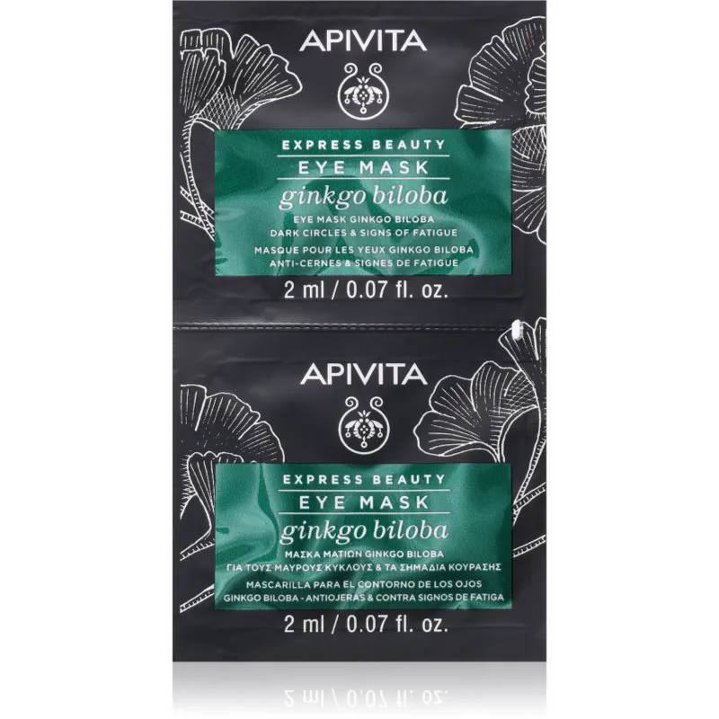 Apivita Express Beauty Eye Mask Gingko Biloba μάσκα για την περιοχή των ματιών για την αντιμετώπιση των μαύρων κύκλων 2x2 ml