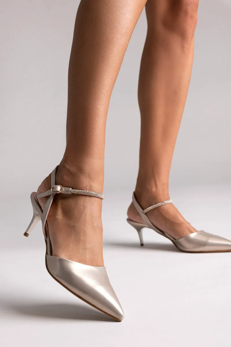TFP Cutout Crystal Pumps - 522 - Champagne Metallic