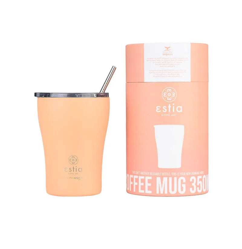 Κούπα θερμός με καλαμάκι 350ml Estia Save the Aegean - Peach Fuzz