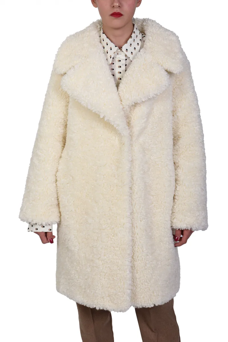 MARELLA 2 ΠΑΛΤΟ AFRO FAUX FUR ΓΙΑΚΑΣ ΚΟΝΤΟ ΕΚΡΟΥ