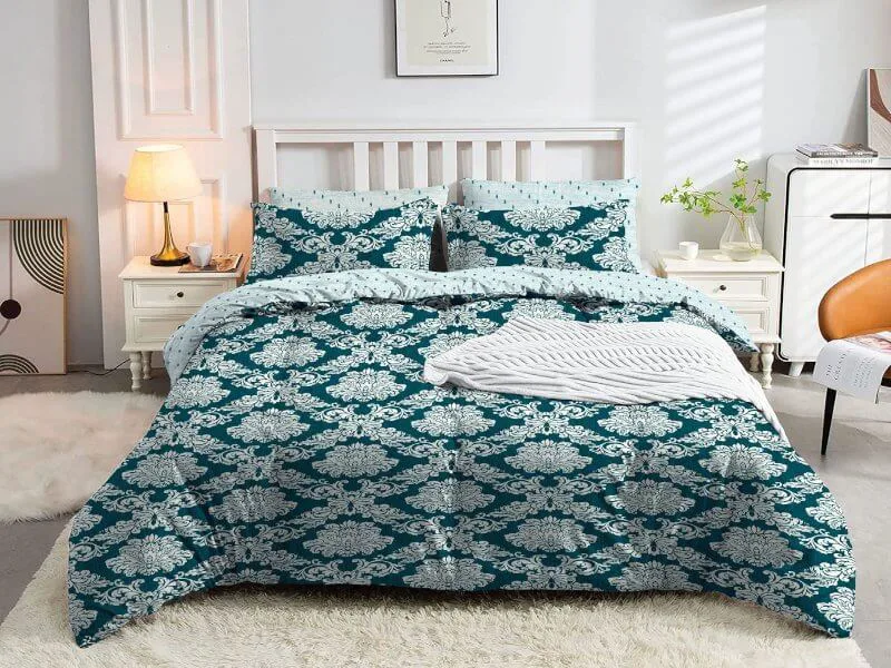 Σετ Σεντόνια Κυπαρισσί Damask Εμπριμέ 100% Βαμβακερά Γαρύφαλλο - 220x250, 160x200+30