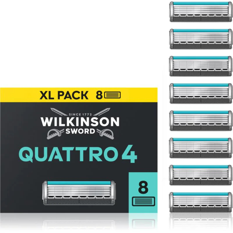 Wilkinson Sword Quattro Essential 4 Titanium Sensitive ανταλλακτικές λεπίδες 8 τμχ
