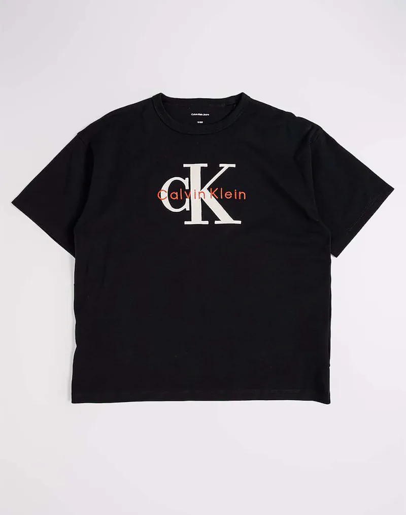 CALVIN KLEIN JEANS MESH APPLIQUE SS T-SHIRT LVCKSJA03B-8Y-16Y-BEH Black