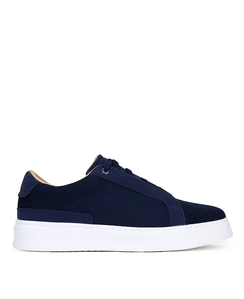 Vardas Ανδρικά Sneakers Δερμάτινα Με Υφασμάτινες Διάτρητες Λεπτομέρειες Και Λευκή Σόλα
