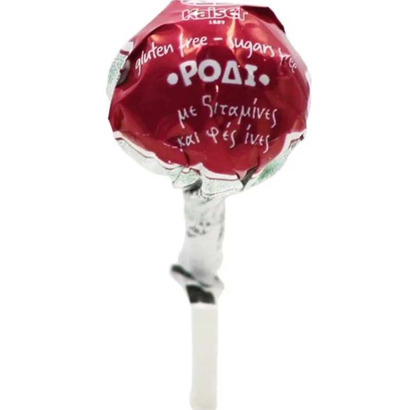 Kaiser Lollipop with Vitamins & Natural Fibers Γλειφιτζούρι με Βιταμίνες & Φυτικές Ίνες με Πλούσια Γεύση 1 Τεμάχιο - Ρόδι