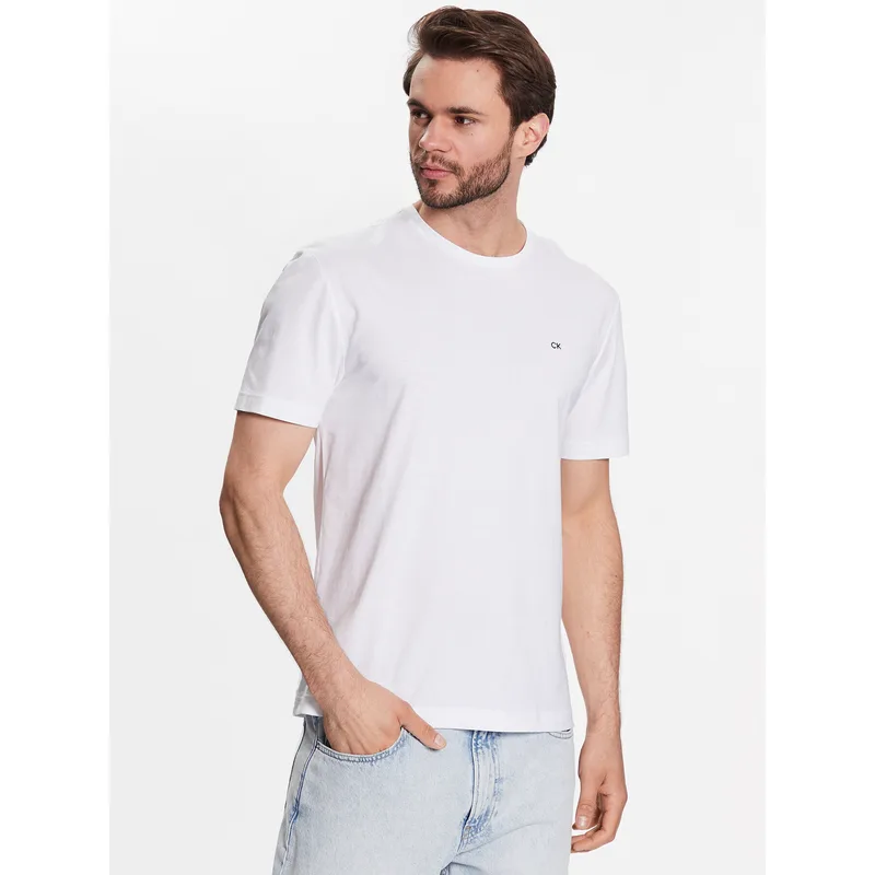 Calvin Klein T-Shirt Smooth K10K110589 Λευκό Regular Fit