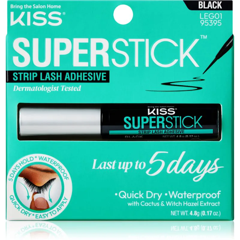 KISS Superstick Extended Wear κόλλα για ψεύτικες βλεφαρίδες Black 4.8 γρ