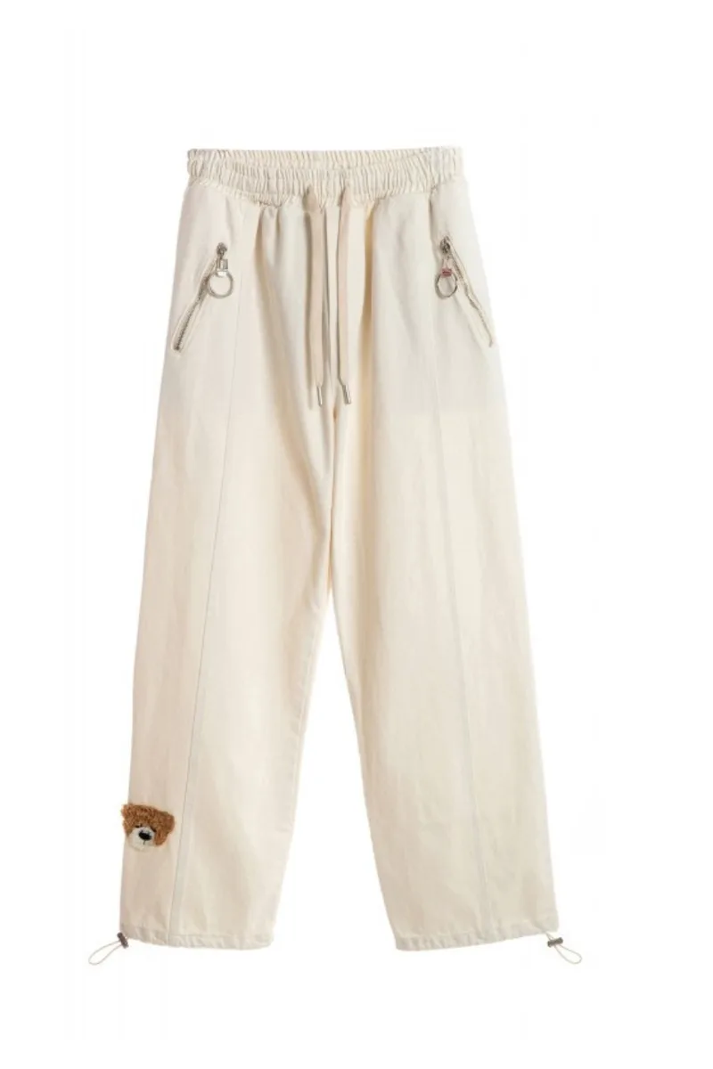 MOD WAVE MOVEMENT Unisex Denim Teddy Bear Παντελόνι - Μπεζ-MW091050434-BEIGE
