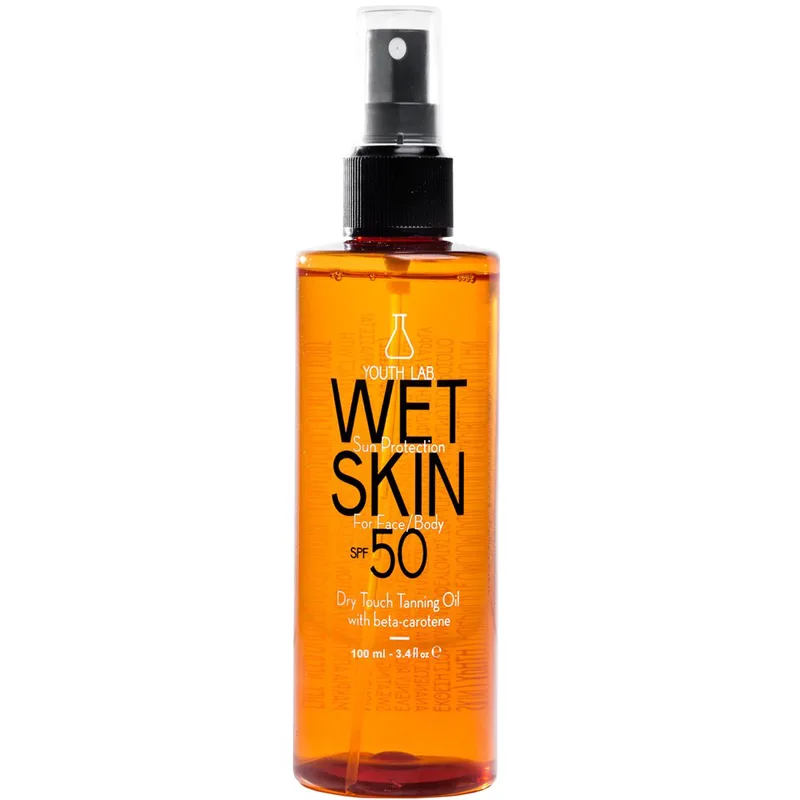 Youth Lab Wet Skin Spf50 Face & Body Dry Touch Tanning Oil Αντηλιακό Ξηρό Λάδι Υψηλής Προστασίας με Ενεργοποιητή Μαυρίσματος, Ανθεκτικό στο Νερό & τον Ιδρώτα 100ml