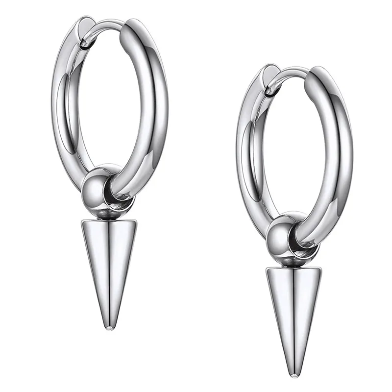 Jt Unisex ατσάλινα σκουλαρίκια κρίκοι μικροί με καρφί