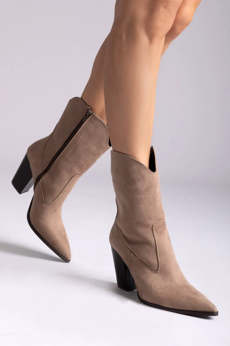 TFP Cowboy Ankle Boots - 115 - Taupe Suede