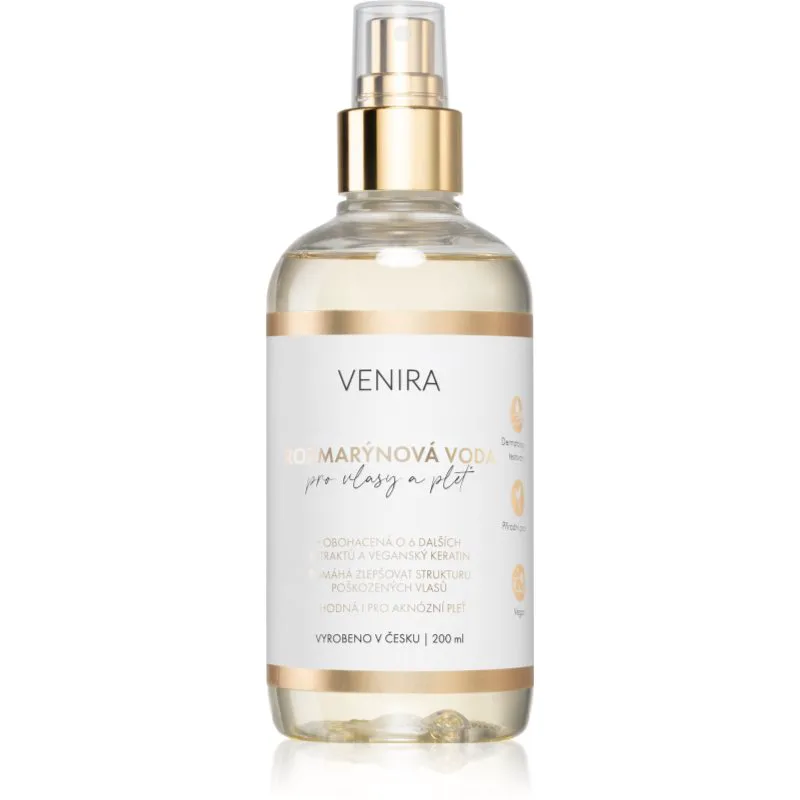 Venira Rosemary Water φροντίδα χωρίς ξέβγαλμα για πρόσωπο, σώμα, και μαλλιά 200 ml