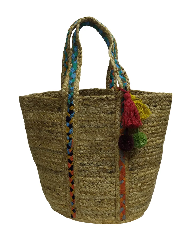 Τσάντα Θαλάσσης Jute-Βαμβακερή Natural 40x50εκ. Design 2 Komvos Home 7012170-1 (Χρώμα: Natural, Ύφασμα: 50%Cotton-50%Jute) - KOMVOS HOME - 7012170-1