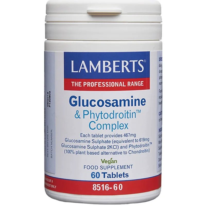 Lamberts Glucosamine & Phytodroitin Complex Συμπλήρωμα Διατροφής για την Ελαστικότητα του Αρθρικού Χόνδρου 467mg & 110mg, 60tabs