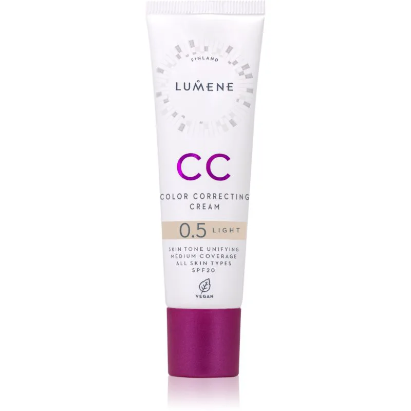 Lumene CC Color Correcting Cream CC κρέμα για ομοιόμορφο τόνο της επιδερμίδας SPF 20 απόχρωση 0.5 Light (Cool) 30 ml