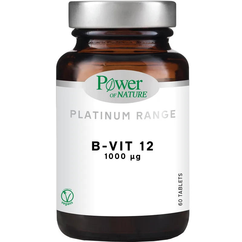 Power Health Platinum Range Vitamin B12, 1000μg Συμπλήρωμα Διατροφής Βιταμίνης Β12 για την Ομαλή Λειτουργία του Νευρικού Συστήματος 60tabs