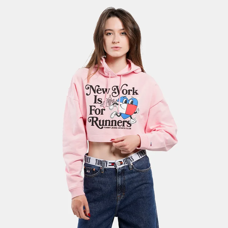 Tommy Jeans Sportees Runners Γυναικεία Cropped Μπλούζα με Κουκούλα (9000138053_67196)