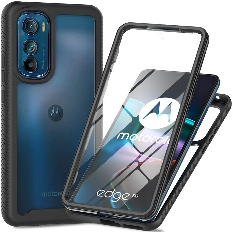 HappyCase Full Protect 360° - Full Body Διάφανη Θήκη Motorola Edge 30 - Black (8719246372599)