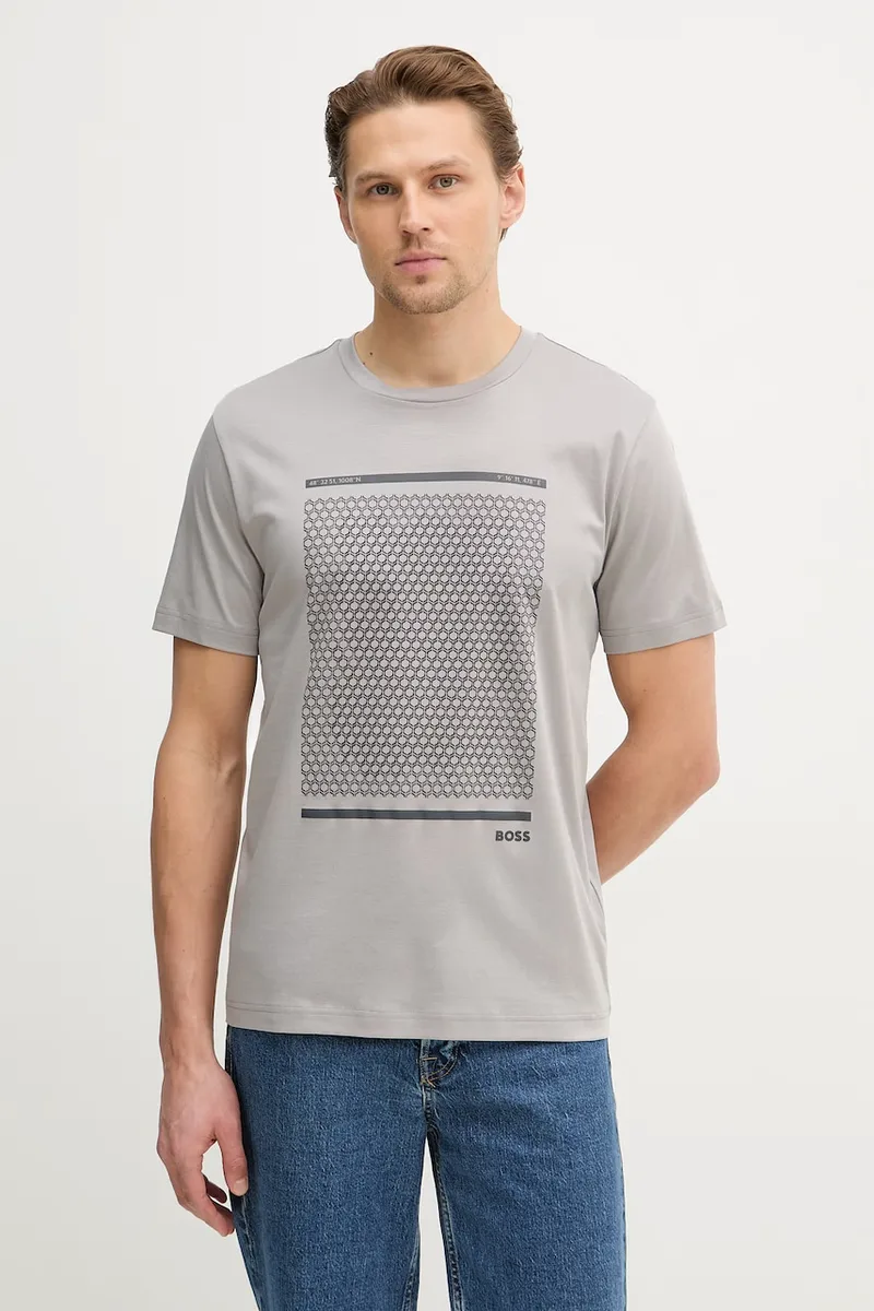 Βαμβακερό μπλουζάκι BOSS Green TS_Tour Print