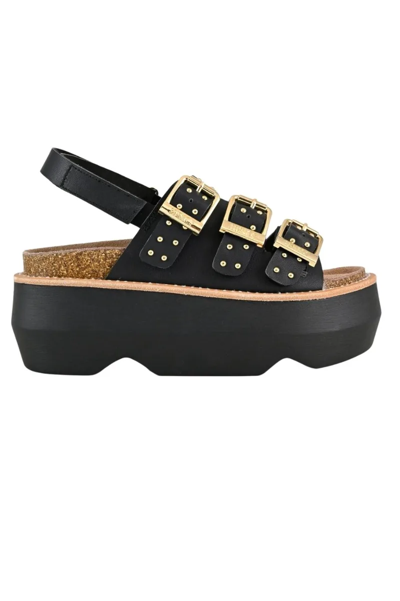 COLORS OF CALIFORNIA Σανδάλια - Πέδιλα MAXI PLATFORM THREE BUCKLES - BLACK-HC.CRUZ01-BLACK