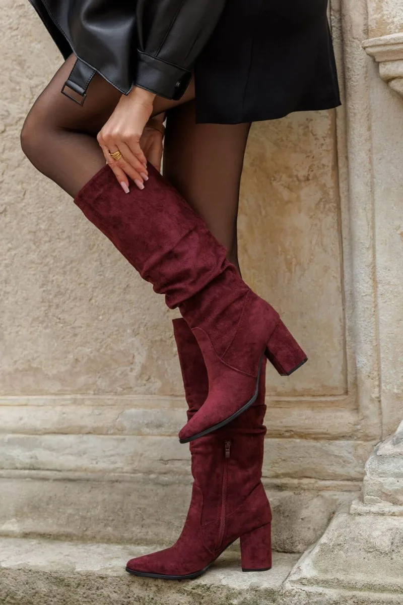 MARQUIIZ Boots Pointed Toe - 5838 - Burgundy Suede