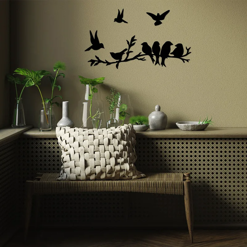 Μεταλλικό Διακοσμητικό Τοίχου Bird Community 899Skl2532 13x13 cm