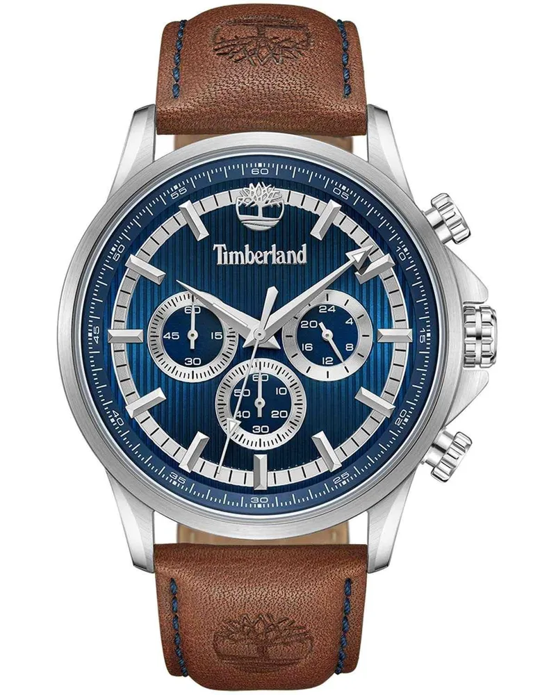 TIMBERLAND Bernadston Chronograph - TDWGF0054602, Silver case with Brown Leather Strap