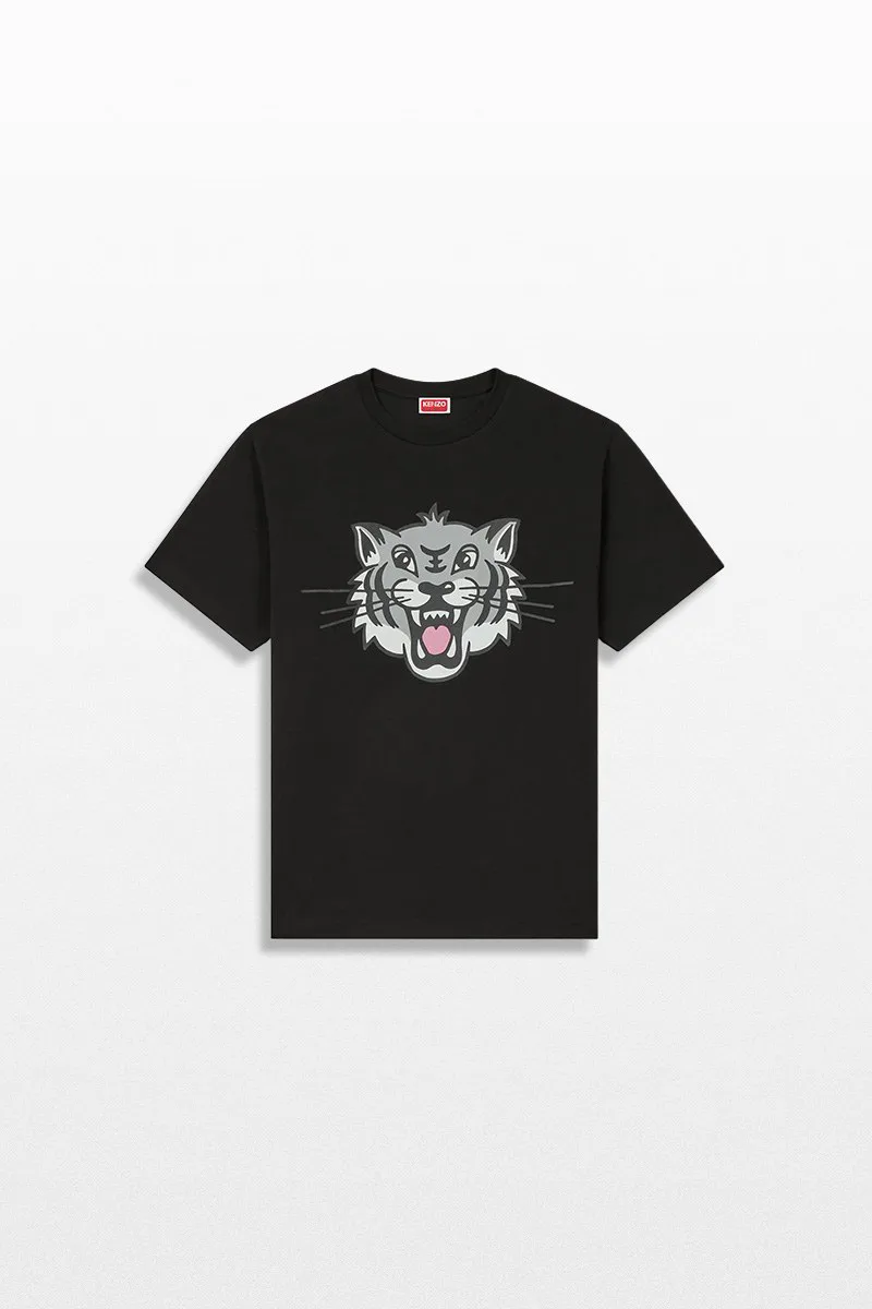 KENZO Ανδρικό Μαύρο 'Happy Tiger' T-shirt In Cotton