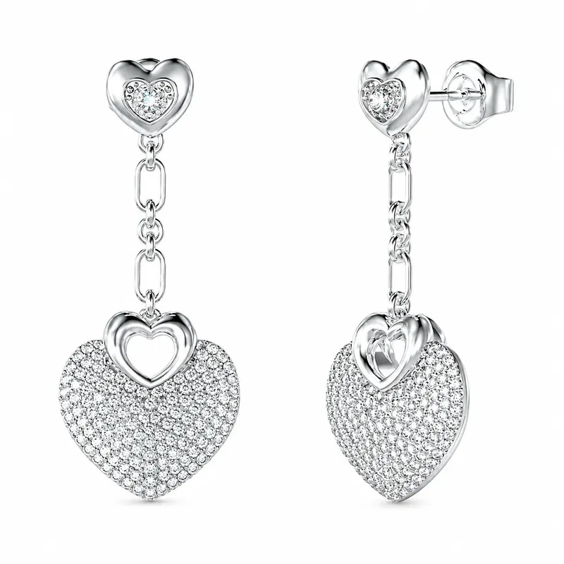 Guess Women's Earrings JUBE05210JWRH, 4 CM, Stainless Steel, Grey 4CM