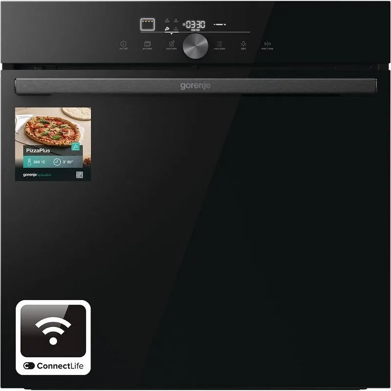 Gorenje GO66E PIZZA350C Εντοιχιζόμενος Φούρνος 77lt, Χωρίς Εστίες, με Πυρόλυση Wifi, Α+, Μαύρος GO66E PIZZA350C