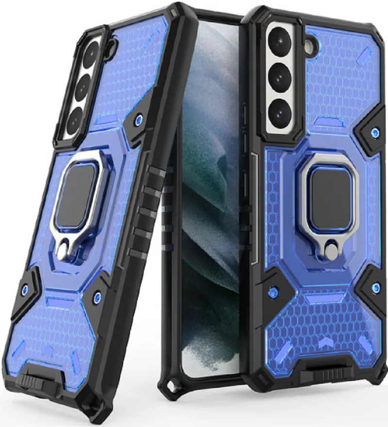 Vivid Honeycomb Armor - Ανθεκτική Θήκη Samsung Galaxy S22 Plus 5G με Μεταλλικό Ring Holder - Blue (UNARMORGALAXYS22PLUSBL)