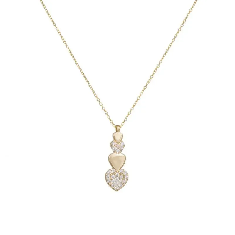 Γυναικείο χρυσό κολιέ Κ14 Multi Hearts 043548 043548 Χρυσός 14 Καράτια