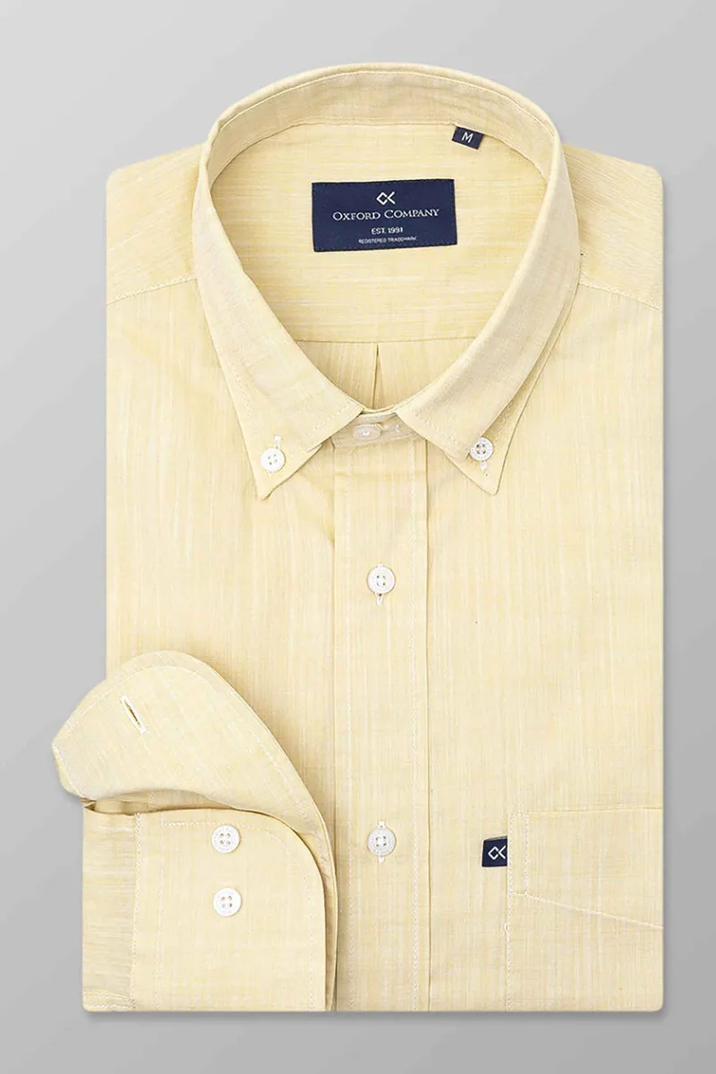 Oxford Company ανδρικό πουκάμισο button down Regular Fit - F110-BL10.09 Κίτρινο