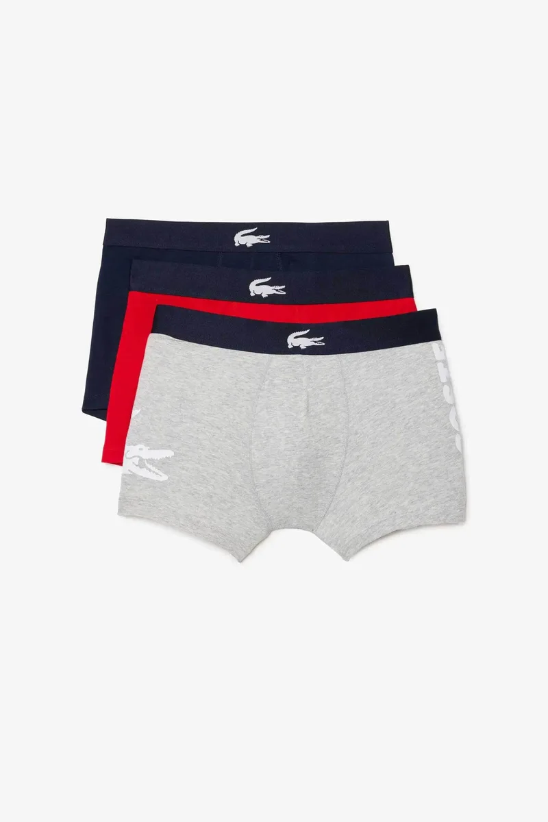 Lacoste σετ ανδρικά εσώρουχα boxer με λογότυπο (3 τεμάχια) - 5H1803 Γκρι
