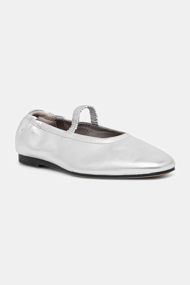 Tommy Hilfiger μπαλαρίνες δερμάτινες SILVER LTH ELLASTIC BALLERINA