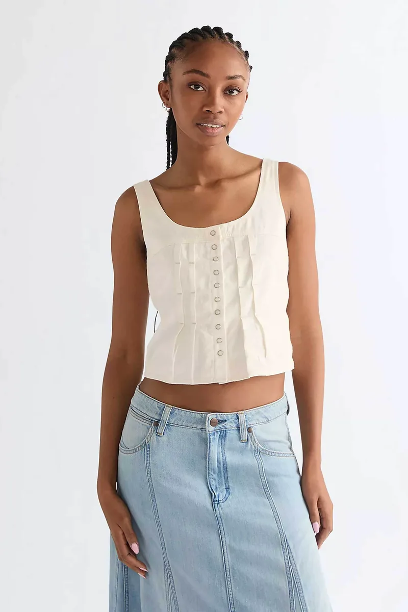 Wrangler® γυναικεία μπλούζα αμάνικη με σούρες Slim Fit - 112378135 Λευκό