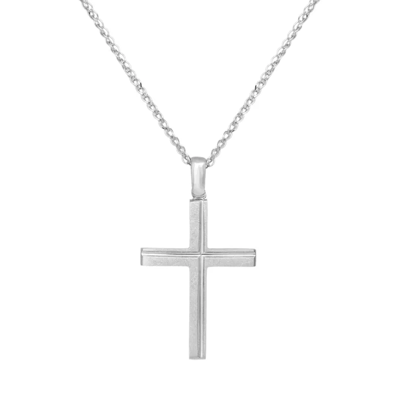Βαπτιστικοί Σταυροί με Αλυσίδα Λευκόχρυσος ματ ζαγρέ σταυρός Κ14 με αλυσίδα 053170C 053170C Χρυσός 14 Καράτια