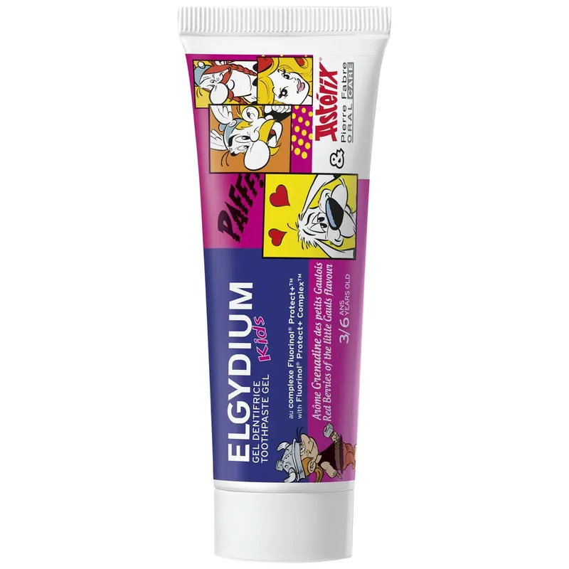Elgydium Gel Dentrifice Asterix Kids Toothpaste Παιδική Οδοντόκρεμα για Παιδιά από 3 έως 6 Ετών με Γεύση Κόκκινη Φρούτα που Προστατεύει από την Τερηδόνα 50ml