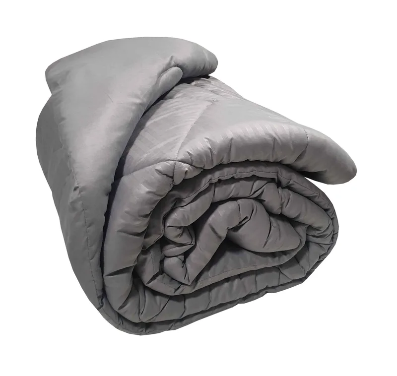 Πάπλωμα Microfiber Υπέρδιπλο 220x240εκ. Satin Stripe Grey Plain Komvos Home 7000061-36 (Ύφασμα: Microfiber, Χρώμα: Γκρι, Μέγεθος: Υπέρδιπλα) - KOMVOS HOME - 7000061-36