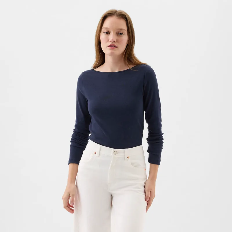 T-shirt GAP Longsleeve Modal Bateau T-Shirt Navy Uniform XXS
