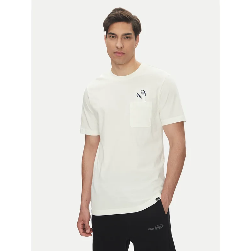 adidas T-Shirt Lounge Slides Graphic Pocket JM0374 Λευκό Regular Fit