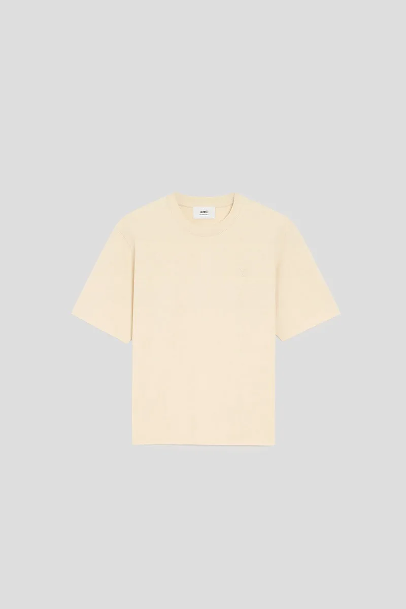 AMI PARIS Ανδρικό Μπεζ White Cotton Ami De Coeur T-Shirt
