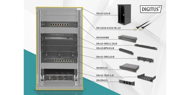 DIGITUS Netzwerk-Set 254 mm (10")-12HE, 312x300mm (B x T)